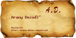 Arany Dezső névjegykártya