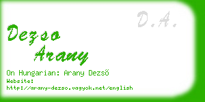 dezso arany business card