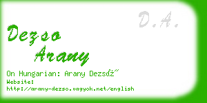 dezso arany business card